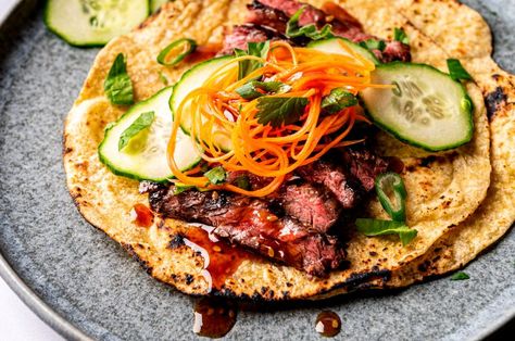 Teriyaki Steak Tacos Kikkoman Recipes, Teriyaki Steak, Beef Teriyaki, Steak Tacos, Fresh Oregano, Beef Cuts, Skirt Steak, How To Grill Steak, Teriyaki Sauce