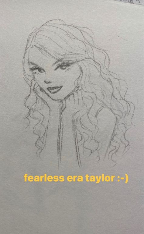 Sketch Ideas Taylor Swift, Taylor Swift Inspired Drawings Easy, Fearless Taylor Swift Drawing, Taylor Swift Drawing Sketches, Taylor Swift Sketch Pencil Easy, Taylor Swift Sketch Pencil, People Sketches, Taylor Swift Drawing, Fearless Era