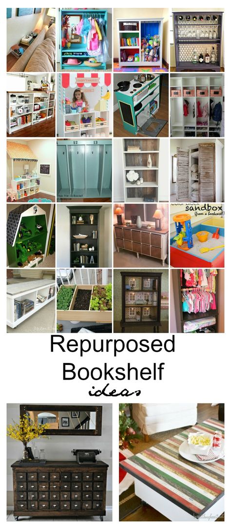 These Repurposed Bookshelf Ideas may have you think twice before throwing it out or donating it. What will you be creating? Woodwork Photography, Repurposed Bookshelf, Old Bookshelves, Bookshelf Ideas, Repurposed Dresser, Shelves In Bedroom, Repurposed Furniture Diy, Refurbished Furniture, Cheap Furniture