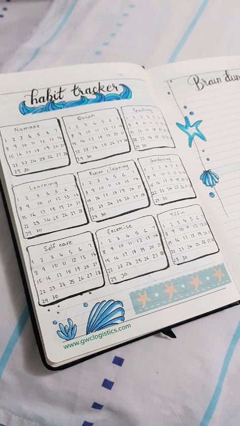 Waves Doodle, Homemade Calendar, Bullet Journal August, January Bullet Journal, Bullet Journal Ideas Templates, Habit Tracker Bullet Journal, Bullet Planner, Bullet Journal Design Ideas, Bullet Journal Themes