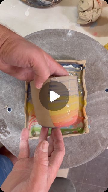 Adrien Miller on Instagram: "Coloring cups in a sunsets with my dip and tumble technique. Loving this batch from my most recent kiln load! Paintings you can drink out of.
#potteryprocess #paintingpottery #sunsetpainting #skyart #cups" Slip Casting Ceramics, Painting Ceramics, Slip Casting, Clay Videos, Can Drink, Sunset Painting, Sky Art, Pottery Ideas, Kiln