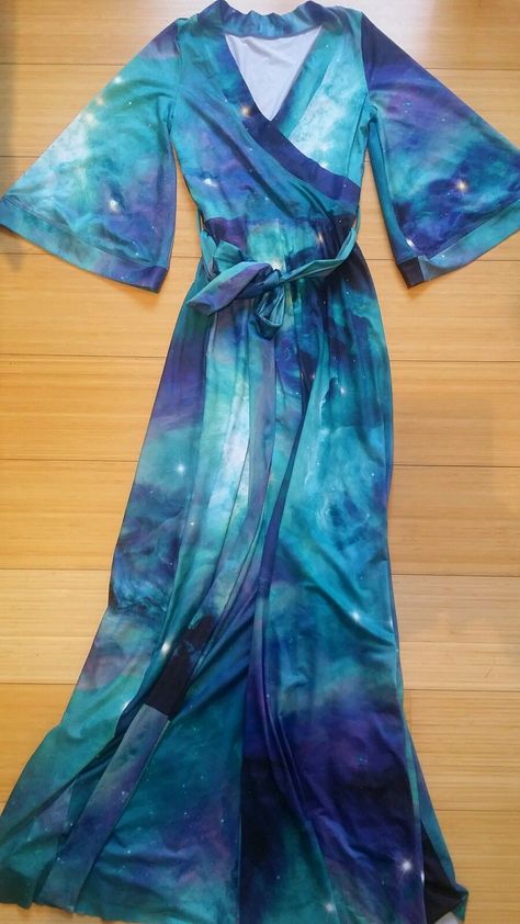 Teal Galaxy Kimono Maxi Galaxy Kimono, Teal Galaxy, Book Outfits, Galaxy Fashion, Black Milk Clothing, Gothic Clothing, Custom Ideas, Fashion 101, Black Milk