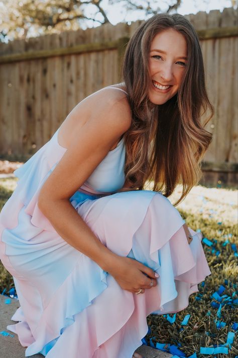 @ShopBuddyLove pink and blue dress Pink And Blue Dress Gender Reveal, Gender Reveal Dress Pink And Blue, Pink Blue Gender Reveal, Gender Reveal Photography, Gender Reveal Dress, Blue Gender Reveal, Blue Maternity Dress, Pink And Blue Dress, Blue Dress Women