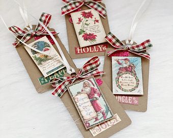 Christmas Gift Tags Stampin Up, Handmade Christmas Gift Tags, Christmas Tags Handmade, Christmas Present Tags, Present Tags, Christmas Treats Holders, Christmas Gift Tags Diy, Rubber Stamp Crafts, Christmas Gift Tags Handmade