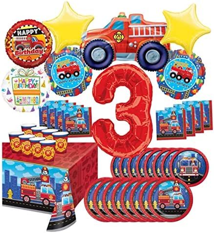 AmazonSmile: Fire Engine Truck Party Supplies 8 Guest Decoration Kit and Rescue 3rd Birthday Balloon Bouquet : Toys & Games Woodland Creatures Birthday, Paw Patrol Party Supplies, Birthday Balloon Bouquet, Truck Theme Birthday, Happy Birthday Foil Balloons, Truck Theme, Unicorn Party Supplies, Unicorn Party Decorations, Construction Birthday Parties