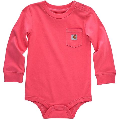 Carhartt is uncomplicated. This babies' bodysuit proves that motto. The patch pocket with a stitched-on logo is all it really needs to get the point across. Soft cotton feels comfortable. And snaps make quick changes fast and easy. End of story. Carhartt is uncomplicated. This baby boys' bodysuit proves that motto. The patch pocket with a stitched-on logo is all it really needs to get the point across. Soft cotton feels comfortable. And snaps make quick changes fast and easy. End of story. Baby Carhartt Outfit, Carhartt Baby Outfits, Baby Boy Western Outfits, Country Baby Clothes, Western Baby Clothes, Woman Costumes, Baby Hammock, Carhartt Long Sleeve, Workwear Overalls