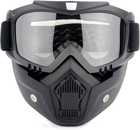 Goggles Detachable Face Mask, ATV Dirt Bike Paintball Goggle Anti-Scratch UV400 Eyewear for Men Women Motor Klasik, Motorcycle Goggles, Motocross Helmets, Snow Goggles, Safety Goggles, Half Face Mask, Ski Goggles, Sepeda Motor, Snow Sports