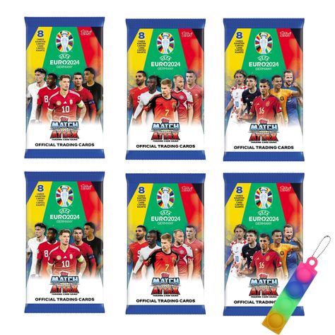 PRICES MAY VARY. ⚽ Action-packed: Topps UEFA Euro 2024 Match Attax collection with 457 cards, including Golden Goalscorer, Centurion, Hero, and more football cards 2024. 🌟 Rare Finds: Look out for the ultra-rare Chrome Career Celebration card for Cristiano Ronaldo and a packet of 8 Golden Topps Soccer Cards with Treasure cards. 🏆 Exciting Subsets: Collect cards across categories like Graduated Gem, Legends, 100 Club, and more for the ultimate football experience. 🔄 Variety Pack: Each bundle c Match Attax, Soccer Cards, Celebration Card, Month Gifts, Family Christmas Gifts, Football Cards, Variety Pack, 6 Packs, Random Gifts