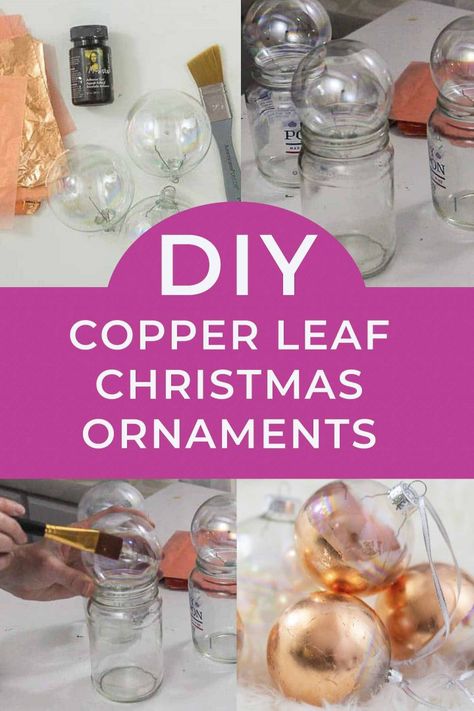 These DIY Christmas ornaments are awesome! I love how simple they are to make and they don't cost a lot of money. They will look beautiful on my pink and copper Christmas tree. Copper Christmas Ornaments, Copper Christmas Tree, Copper Christmas Decor, Diy Copper, Copper Christmas, Easy Christmas Ornaments, Copper Diy, Christmas Challenge, Globe Ornament