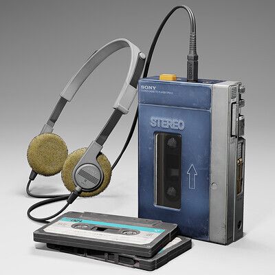 Sony Walkman 1979, Michal Kalisz on ArtStation at https://www.artstation.com/artwork/68kV9V Cassette Audio, Sony Walkman, Cassette Player, Donkey Kong, Music Players, Blast From The Past, Steve Jobs, The Good Old Days, Cassette Tapes