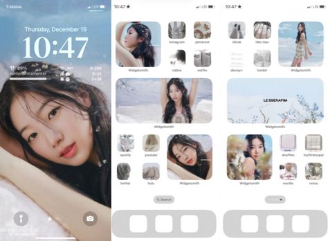 Yunjin Phone Layout, Le Sserafim Ios Layout, Le Sserafim Homescreen Layout, Le Sserafim Iphone Layout, Le Sserafim Phone Layout, Chaewon Homescreen, Hello Kitty Cybercore, Cute Ios 16, Cybercore Homescreen