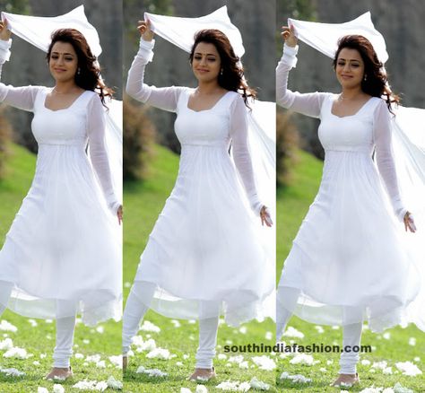 Nisha Agarwal in White Anarkali~Latest Blouse Designs 2014~South India Fashion Plain White Anarkali, White Anarkali Dress, Nisha Agarwal, White Anarkali, Umbrella Dress, Designer Anarkali Dresses, Churidar Designs, Anarkali Dress Pattern, Simple Kurti Designs