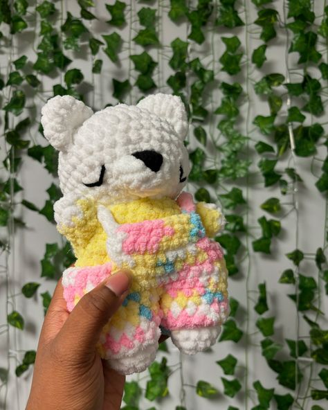 Polar bear with cotton candy overalls! Should I put him on my Etsy? . . #polarbear #cottoncandy #etsy #etsyshop #crochet #crocheting #crochetaddict #crochetlove #crochetersofinstagram #amigurumi #amigurumis Polar Bear, Cotton Candy, Amigurumi, Overalls, Etsy Shop, Candy, Crochet, Quick Saves, Candy Floss