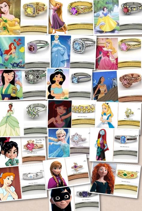 Disney princess rings Disney Princess Rings, Disney Kızları, Princess Rings, Disney Rings, Tema Disney, Princess Ring, Princesa Disney, Unique Engagement Ring, Disney Life