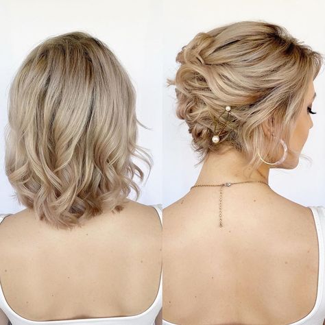 30 Updos for Short Hair to Feel Inspired & Confident in 2020 - Hair Adviser Shoulder Length Updo, Neck Length Hair, Sanggul Modern, Medium Length Updo, Short Hairstyles Fine, Short Hair Bun, Mother Of The Bride Hair, Chin Length Hair, Short Wedding Hair