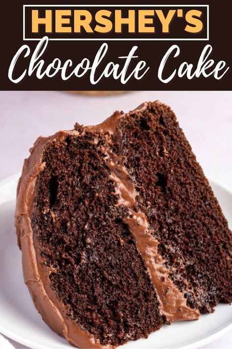 This Hershey's chocolate cake recipe is indulgent, rich, and so easy! Learn how to make it, plus, get tips for the best chocolate cake. Hershey Chocolate Cake, Hersheys Chocolate Cake, Hershey Cake, Hersheys Chocolate Cake Recipe, Easy Chocolate Cake Recipe, Hershey Chocolate Cakes, Hershey Recipes, Chocolate Hershey, The Best Chocolate Cake