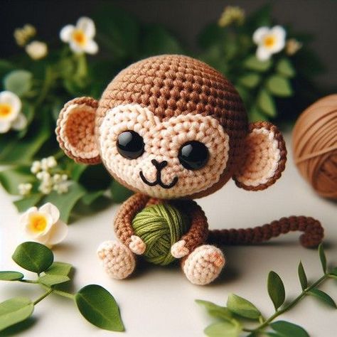 Monkey Crochet Pattern, Crochet Monkey Pattern, Monkey Crochet, Tiny Monkey, Crochet Monkey, Monkey Pattern, Crochet Idea, Easy Crochet Animals, Crochet Animal Amigurumi