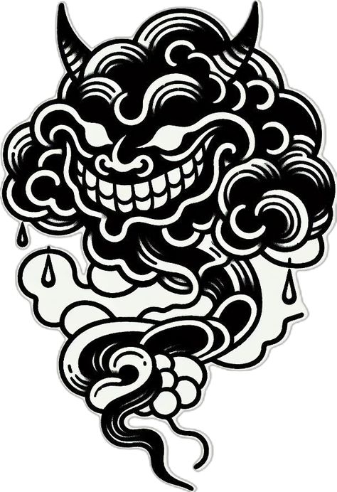 Japanese Tattoo Simple, Simple Mandala Tattoo, Japanese Wave Tattoos, Traditional Tattoo Stencils, Hellboy Tattoo, Traditional Tattoo Old School, Traditional Tattoo Designs, Tattoo Design Tattoo, Cloud Tattoo