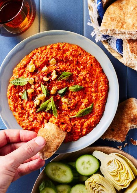 Muhammara - Love and Lemons Muhammara Recipe, Walnut Dip, Mezze Platter, Party Dip Recipes, Pain Pita, Best Guacamole Recipe, Stuffed Pepper Dip, Crispy Chickpeas, Dip Recipes Easy