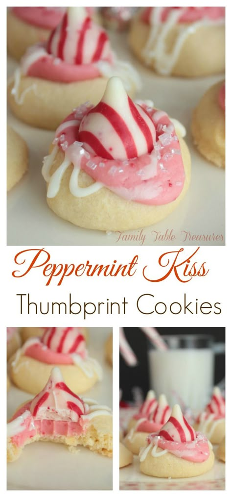 Kiss Thumbprint Cookies, Peppermint Kisses, Valentines Baking, Thumbprint Cookies Recipe, The Perfect Cookie, Valentines Cookies, Festive Cookies, Valentine Desserts, Christmas Cookie Exchange