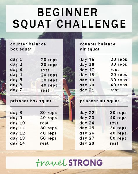 Beginner Squat Challenge - In 28 days you can get stronger, tighten the legs, core and butt!  Grab your friends and get them to join you. Beginner Squat Challenge, Squat Challenge For Beginners, 30 Day Squat, Plyometric Workout, Fitness Pal, Muscular Endurance, Squat Challenge, Cardio Training, Isagenix