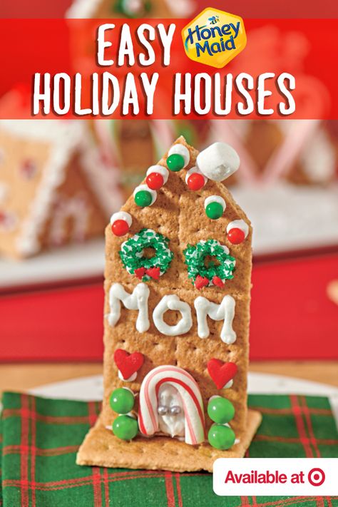 Build a merry little treat with HONEY MAID Grahams! Shop now at Target. Gingerbread Designs, Xmas Baking, Elf Christmas Decorations, Ginger Benefits, Playdough Recipe, Room Mom, Holiday Snacks, Snoopy Quotes, Candy Crafts