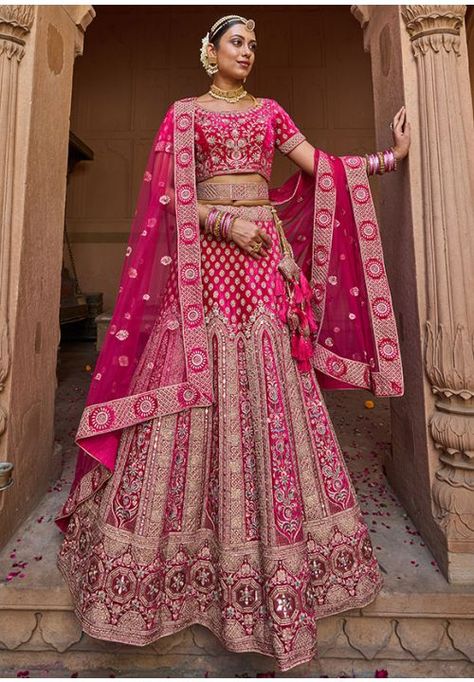 Rani Pink Handwork Velvet Bridal Lehenga Choli Lehenga Velvet, Wedding Chaniya Choli, Velvet Lehenga Choli, Magenta Colour, Embroidered Bridal Lehenga, Magenta Fabric, Bridal Lehenga Online, Designer Bridal Lehenga Choli, Velvet Lehenga