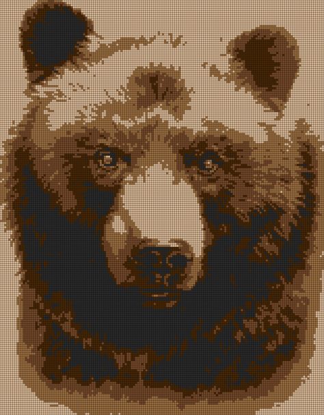 Alpha pattern #133374 variation #252648 | BraceletBook Nature Alpha Pattern, Large Alpha Patterns, Alpha Pattern Animals, Big Alpha Patterns, Bear Alpha Pattern, Pixel Art Bear, Alpha Tapestry, Bear Pixel Art, Alpha Crochet