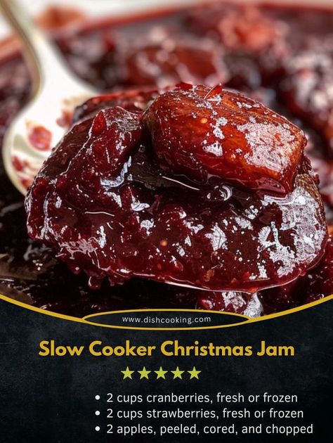 Tasty Cooking - easy & yummy | Just made this delightful Slow Cooker Christmas Jam - perfect for spreading holiday cheer on your toast | Facebook Slow Cooker Christmas Jam, Slow Cooker Christmas, Crockpot Christmas, Easy Jam, Christmas Jam, Cooking Easy, Christmas Scents, Crockpot Meals, Time Saver