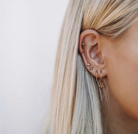 Ear Cuffs, Ear Piercings, Blonde Hair, Piercings, A Woman, Blonde, Hair, Gold