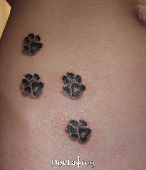 paw prints Paw Print Tattoos, Paw Tattoos, Tatoo Dog, Tattoo Foot, Pawprint Tattoo, Dog Paw Tattoo, Dog Paw Prints, Paw Tattoo, Geniale Tattoos