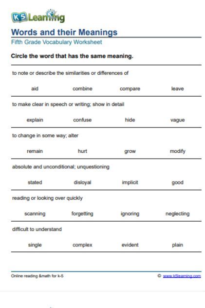 Meaning Of Words, English Worksheet, Inclusive Education, Word Meaning, Grade 5, Vocabulary Words, The Meaning, Student Learning, Vocabulary