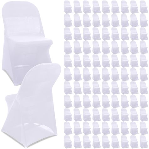 PRICES MAY VARY. Quantity and Versatile Use: you will receive a set of 100 white stretch chair covers, an ample amount ideal for both daily use and large gatherings; Suitable for transforming any party or event setting with elegant chair decor Universal Fit: designed to accommodate most armless folding chairs; Dimensions are as follows: chair width: about 11.8-19.7 inches/ 30-50 cm, chair height: about 27.6-30.7 inches/ 70-78 cm, seat width: about 13.8-15.7 inches/ 35-40 cm, seat height: about 1 Wedding Venue Chairs, Blue Wedding Theme Centerpieces, Folding Chair Makeover, White Plastic Chairs, Diy Chair Covers, White Folding Chairs, Folding Chair Covers, Stretch Chair Covers, Chair Decor