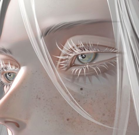 White Eyelashes, Long White Hair, Art Style Inspiration, Arte Fantasy, Ethereal Art, Anime Eyes, Eye Art, Karakter Anime, White Hair