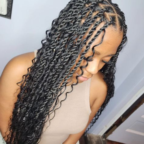 Knotless Braids Goddess, Passion Twist Hairstyles, Twist Ideas, Braids Goddess, Goddess Twist, Twist Cornrows, Goddess Braids Hairstyles, Cute Braided Hairstyles, Cute Box Braids Hairstyles