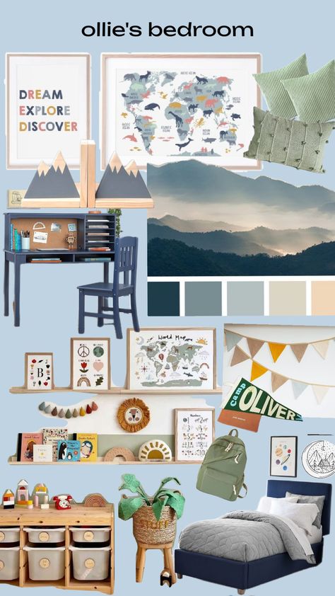 #boysbedroom #adventure #mountain bedroom. Vintage Explorer Bedroom, Camping Theme Bedroom Boys, Outdoors Themed Bedroom, Boys Explorer Bedroom, Adventure Theme Room, Adventure Theme Bedroom, Boy Adventure Room, Traveler Room, Camping Theme Bedroom