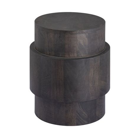 Millwood Pines Marralynn Twist High End Table | Wayfair Dark Wood Side Table, Side Table Rustic, Black Accent Table, Drum Side Table, Ship Decor, Textured Wood, Wood Accent Table, Accent Side Table, Wood Accent