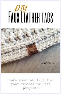 Faux Leather Tags Cricut, How To Make Leather Tags For Hats, Leather Tags For Handmade Items Diy, Diy Leather Tags For Crochet, Leather Labels For Handmade Items, Diy Leather Labels, Diy Leather Hat, Yarn Dreads, Crochet Labels