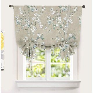 DriftAway Mackenzie Tie Up Curtain, Blossom Floral Pattern Room Darkening/Thermal Insulated Window Curtain, Adjustable Balloon Curtain for Small Window, Rod Pocket, 45"x63" This Blossom floral printed woventhermal insulated grommet top tie up provides a classically elegant look, and is perfect for living room, bedroom, dining room, kids room or any indoor and outdoor space of your home. This vibrant curtain contrasts a blue and white Ikat floral print over gray background to really make it pop. Curtain For Small Window, Tie Up Curtains, Tie Up Shades, Balloon Curtains, Window Rods, Small Window Curtains, Floral Room, Curtain Room, Small Windows