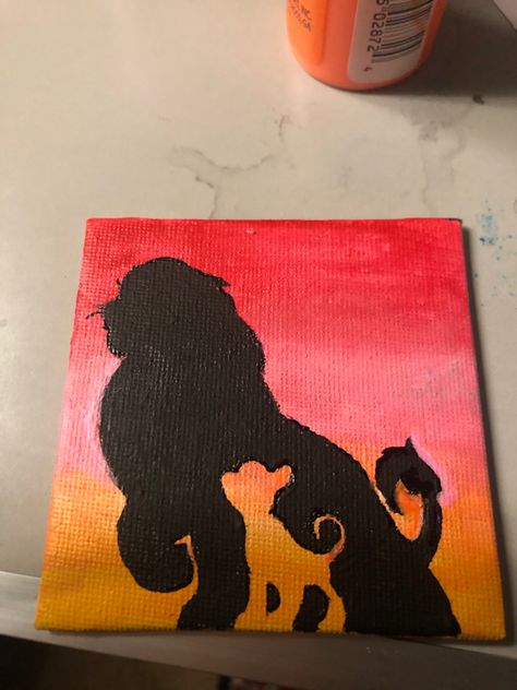 Mini canvas lion king painting #diy #lionking #artwork #art #artists Lion King Painting Ideas, The Lion King Drawing, Lion King Painting, Roi Lion Simba, Lion King Jr, King Painting, Simba Lion, Lion King Drawings, Disney Canvas Art