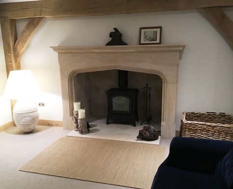 Snug Fireplace, Stone Fire Surround, Cotswolds Fireplace, Fireplace Stone Surround, Inglenook Fireplace Stone, Log Burner Traditional Fireplace, Log Burner Marble Surround, Cast Iron Fireplace With Log Burner, 70s Stone Fireplace Uk