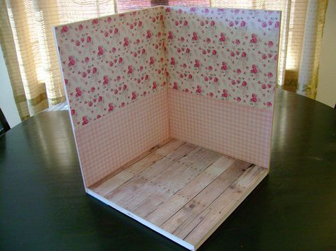 Playscale Diorama Tutorials 101 | Flickr - Photo Sharing! Photography Sets, Diy Backdrops, Board Backdrop, How To Make Furniture, American Girl Doll Room, Doll Trunk, Crab Pasta, Flower Board, Plywood Floor