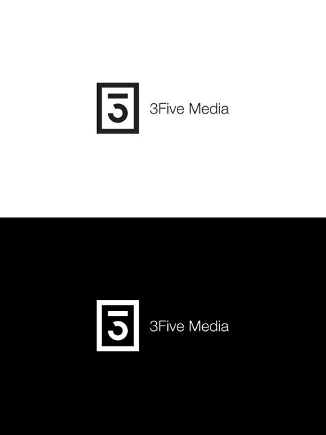 3Five Media #branding by Wiktor Malinowski Logo Design Long Name, Square Logo Design Ideas, Outsourcing Logo, 360 Logo Design, Media Company Logo, Creative Typography Logo, 5 Logo Design, 3 Logo Design, 360 Logo