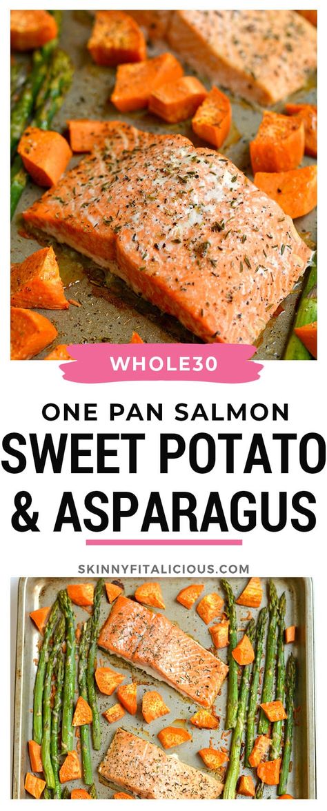 Sweet Potato Baked, Baked Salmon And Asparagus, Dinner Tomorrow, Potato Baked, Salmon Asparagus, Salmon Recipes Baked Healthy, Pescatarian Diet, Salmon And Sweet Potato, Alkaline Recipes