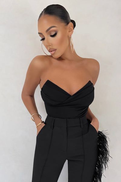 Black Corset Strapless, Elegantes Party Outfit, Corset Top Outfit, Corset Bodysuit, Strapless Bodysuit, Corset Outfit, Club L London, Engagement Celebration, Corset Bustier