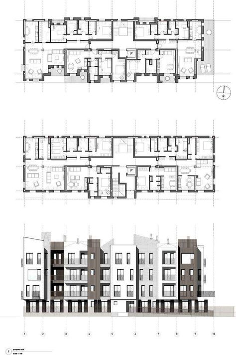 Housing Plans, Residential Building Plan, Social Housing Architecture, Hotel Floor Plan, Apartment Buildings, Apartment Floor Plans, Architectural Floor Plans, Apartment Architecture, Architecture Concept Drawings