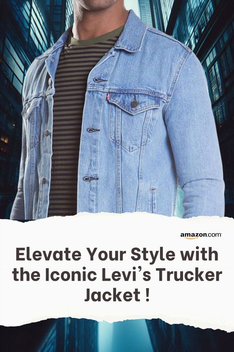 Classic Levi's denim jacket with button-down closure
The Levi's Trucker Jacket is a versatile piece that can be dressed up or down. It's perfect for a casual day out, a night on the town, or even a formal event. The jacket is also available in a variety of colors and washes to suit your personal style.

#Levi's #TruckerJacket #DenimJacket #MensFashion #ClassicStyle #CasualWear #OutfitInspiration #Streetwear #Fashion #Style #Trendy #OutfitOfTheDay #OOTD #MenStyle #Menswear Denim Jacket For Men, Levis Denim Jacket, Mens Trendy Outfits, Mens Fashion Inspiration, Mens Style Guide, Amazon Associates, Men Style Tips, Denim Jacket Men, Levis Denim