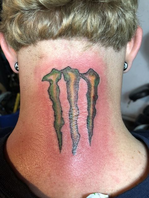 Energy Tattoo Words, Monster Energy Tattoo, 2000s Tattoos, Energy Tattoo, Tattoo Words, Word Tattoos, Monster Energy, Leaf Tattoos, Maple Leaf Tattoo