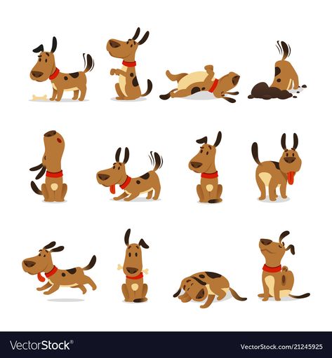 Dogs Tricks, Dogs Cartoon, Dog Emotions, Dog Character, Mutt Dog, Dog Stock Photo, Cartoon Dogs, Dog Illustrations, Dog Poses