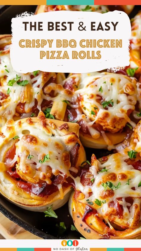 These Crispy BBQ Chicken Pizza Rolls are loaded with tangy BBQ sauce, melty mozzarella, and savory bacon bits. Easy to make and perfect for gatherings, these pizza rolls will be a new family favorite! Try them with extra BBQ sauce for dipping. Save this recipe and make it for your next get-together! Crispy Bbq Chicken, Best Spaghetti Recipe, Savory Bacon, Pizza Roll Recipe, Sweet Bbq Sauce, Chicken Roll Ups, Leftover Rotisserie, Fun Dinner, Tangy Bbq Sauce